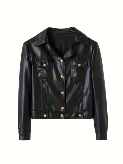 Buttoned Black Leather Jacket