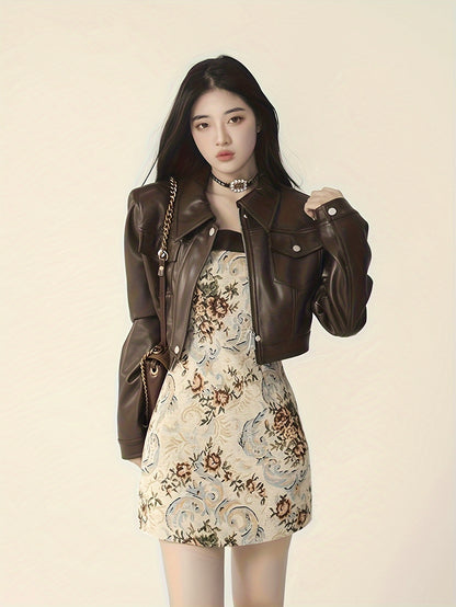 Retro Styled Brown Leather Jacket