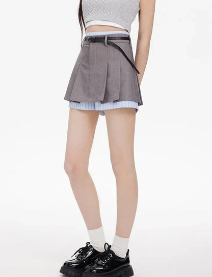 Academia: Striped Top & Pleated Skirt Set