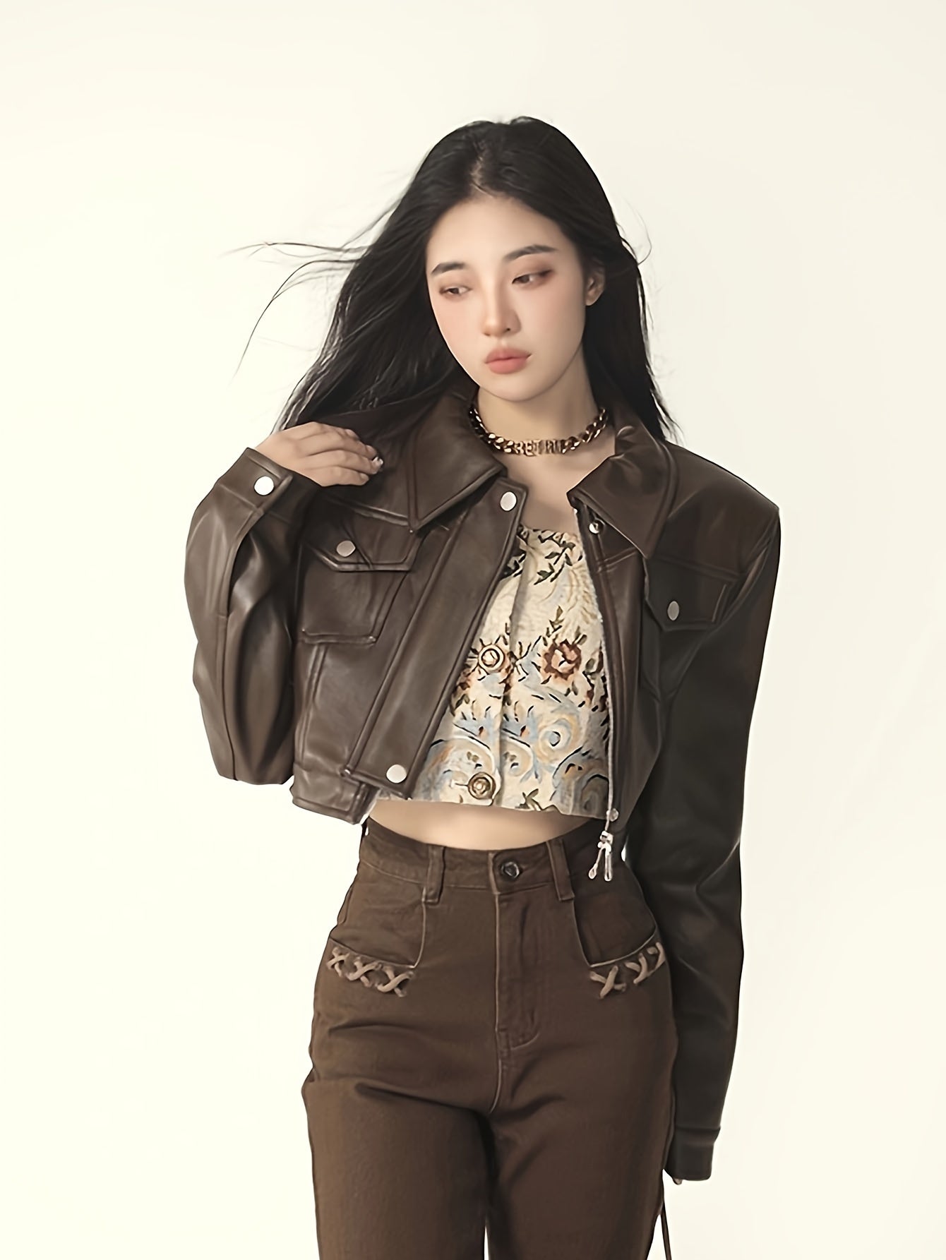 Retro Styled Brown Leather Jacket