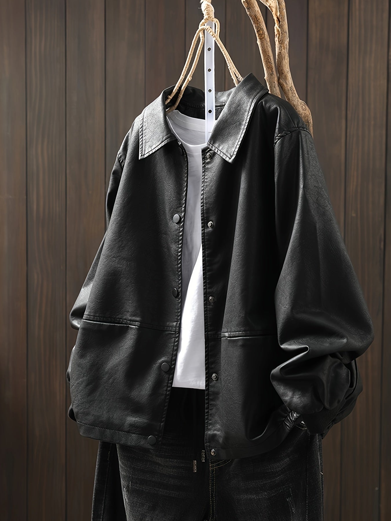 Plain Oversized Leather Jacket