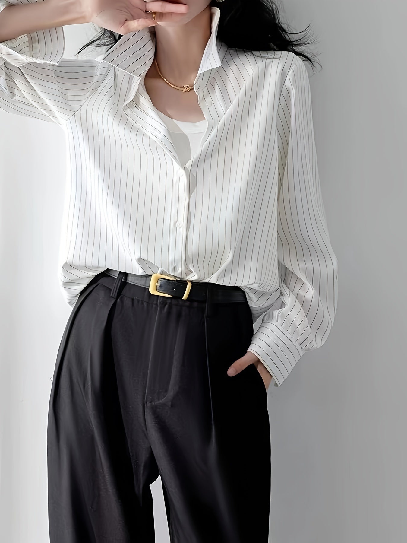 Buttoned Casual Long Sleeve White Shirt