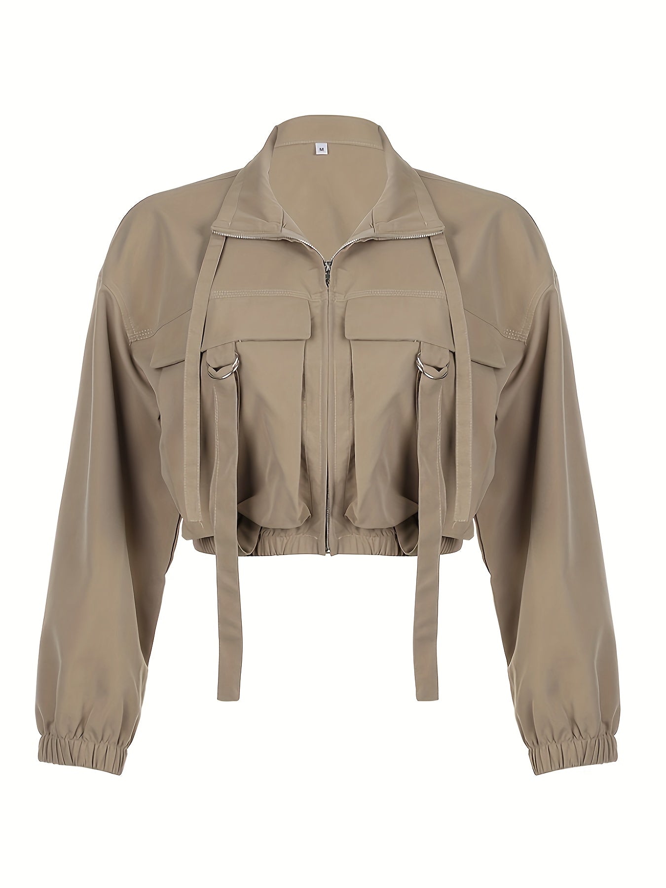 Drawstring Cropped Long Sleeve Jacket