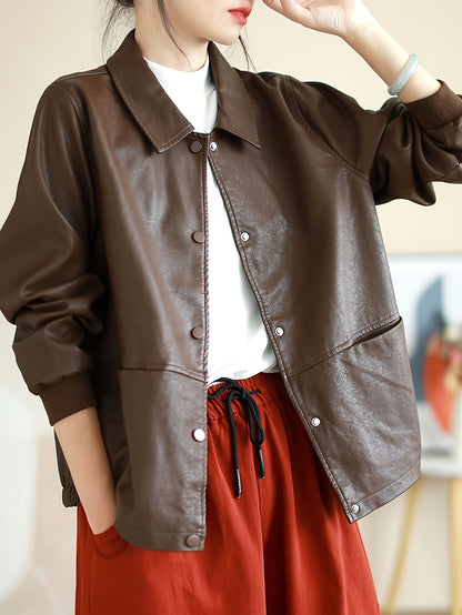 Plain Oversized Leather Jacket