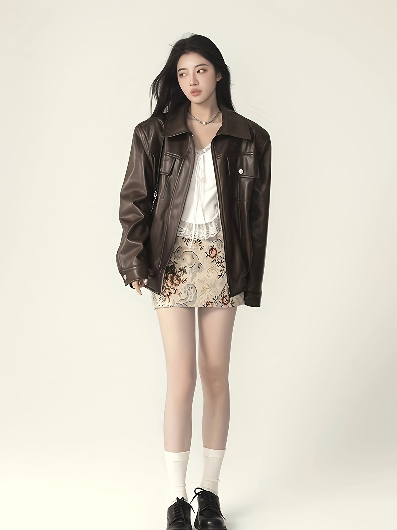 Retro Styled Brown Leather Jacket