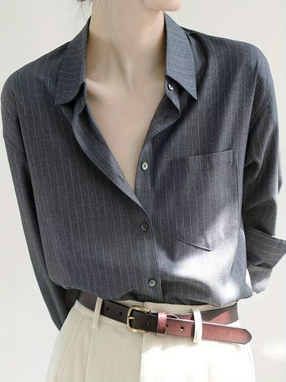 Buttoned Casual Long Sleeve Dark Grey Shirt