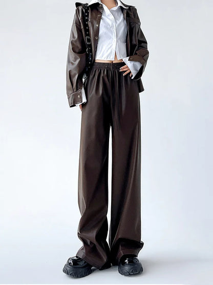 Drawstring Leather Trousers