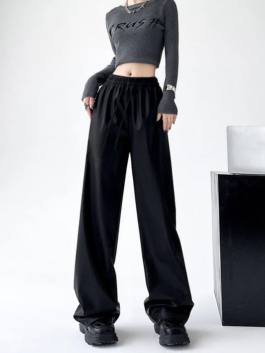 Drawstring Leather Trousers