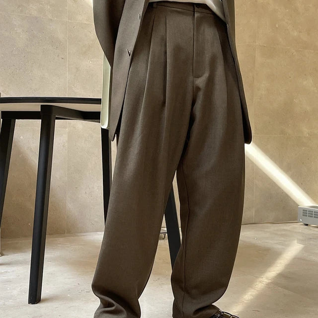 Single-Breasted Blazer & Wide Leg Pants Set