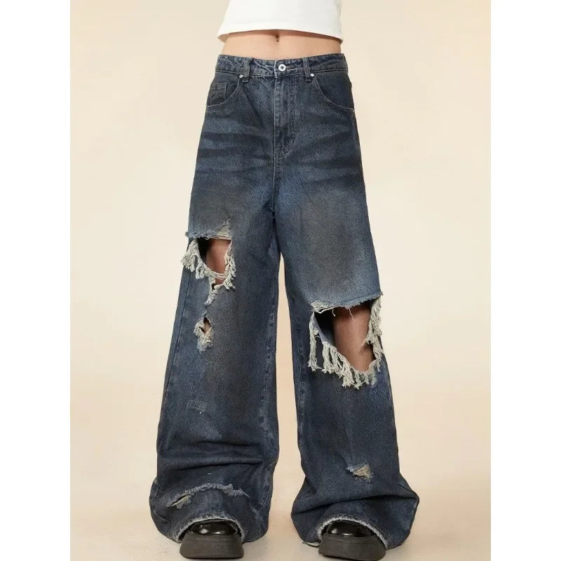 Oversized Ripped Wide Leg Jeans