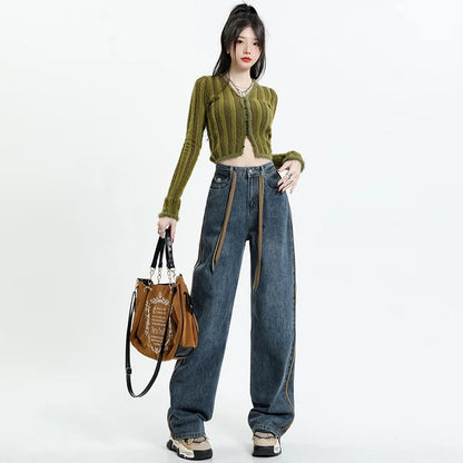 Drawstring Wide Leg Denim