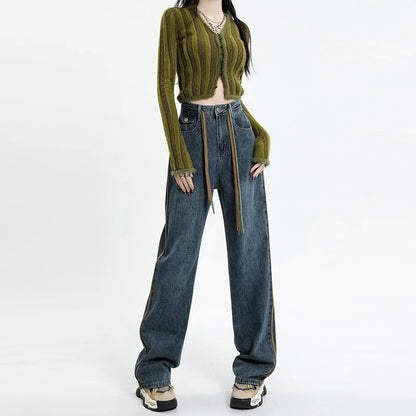 Drawstring Wide Leg Denim