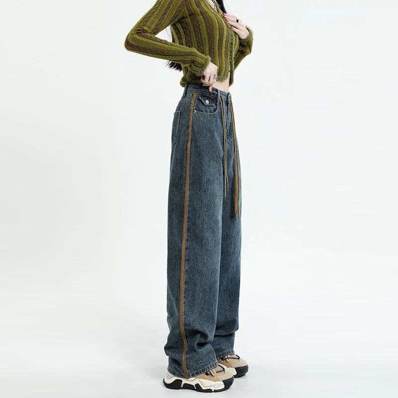 Drawstring Wide Leg Denim