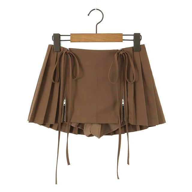 Pleated Bow Mini Skirt