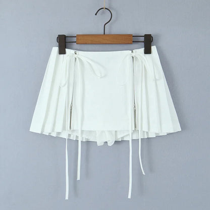 Pleated Bow Mini Skirt