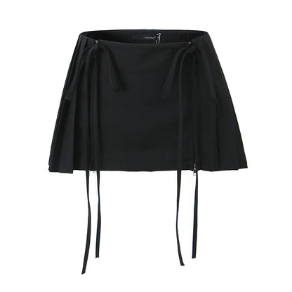 Pleated Bow Mini Skirt