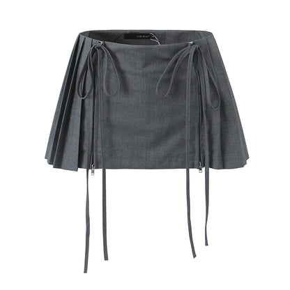 Pleated Bow Mini Skirt