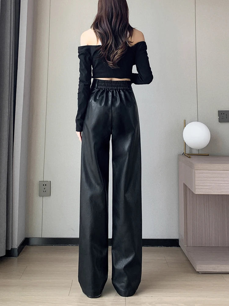 Black Leather Runway Pants