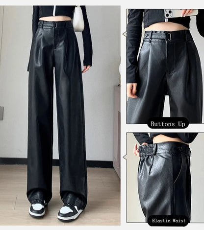 Black Leather Runway Pants