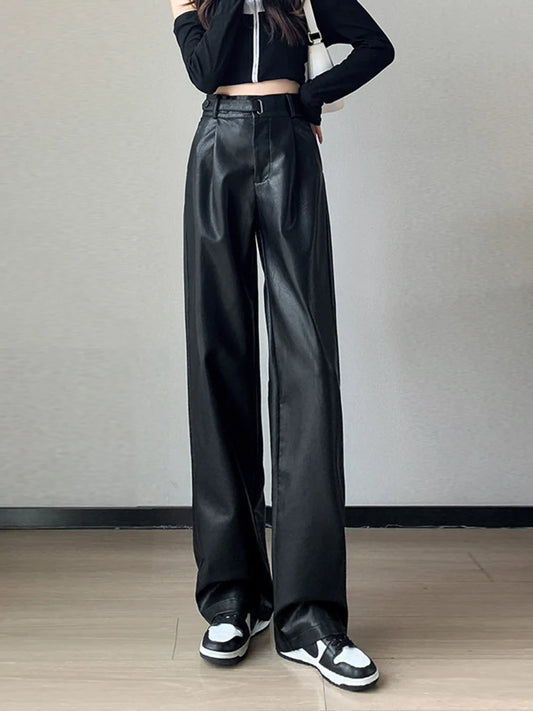 Black Leather Runway Pants