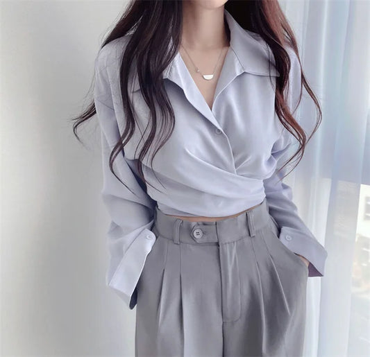 Bow Solid Long Sleeve Shirt