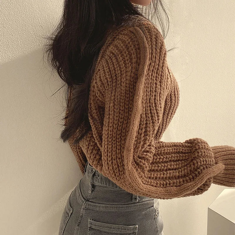 Cropped Knitted Sweater