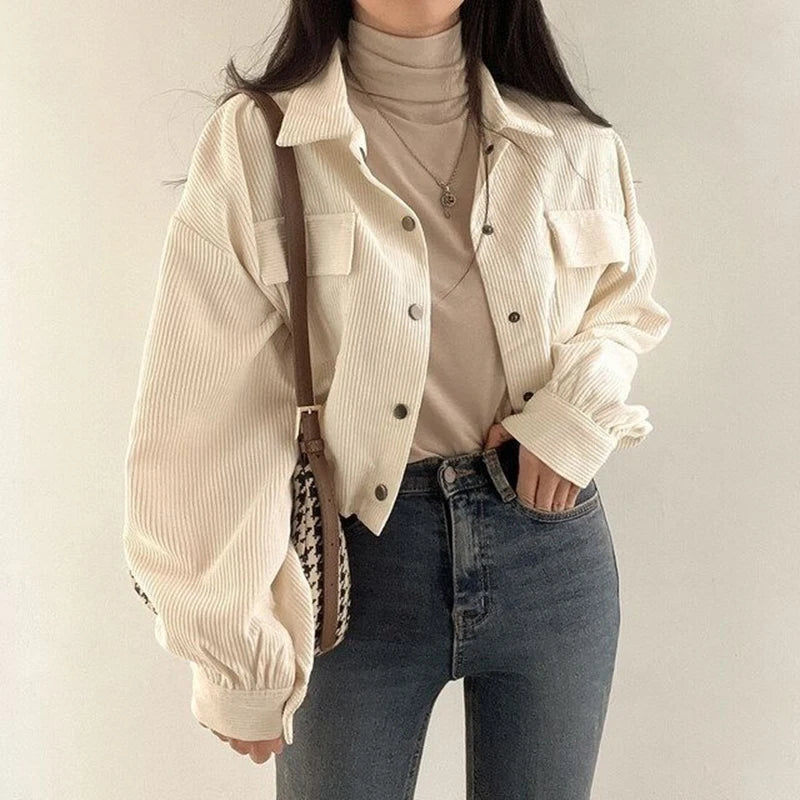 Solid Color Drawstring Cropped Jacket