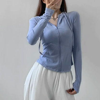 Slim Zip Up Crop