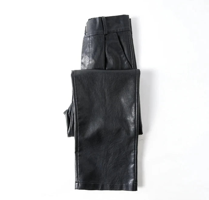 Black Leather Runway Pants