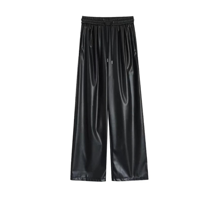 Drawstring Leather Trousers