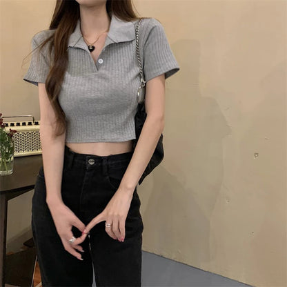 Lapel Crop Top