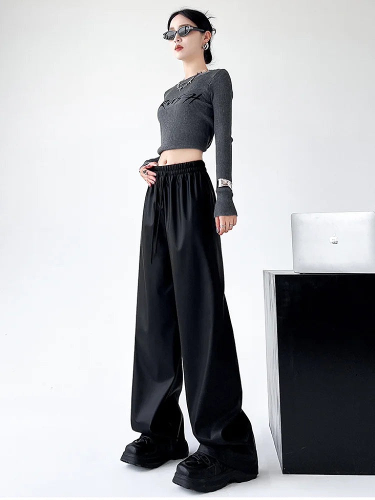 Drawstring Leather Trousers