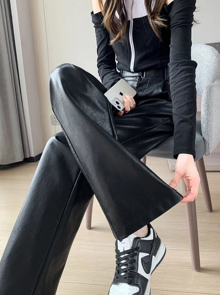 Black Leather Runway Pants