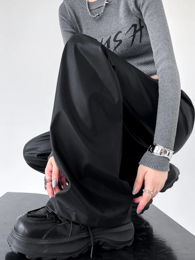 Drawstring Leather Trousers