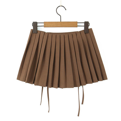 Pleated Bow Mini Skirt