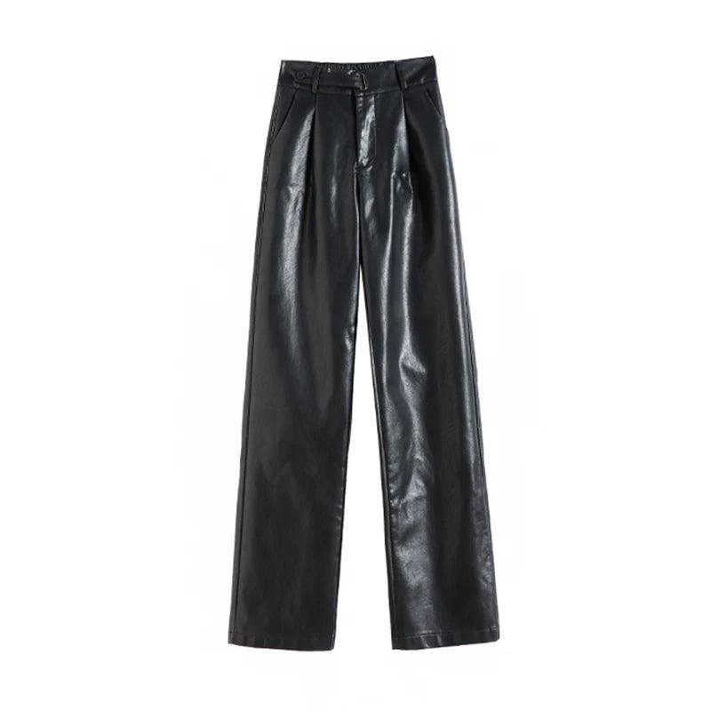 Black Leather Runway Pants