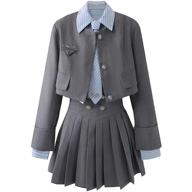 Academia: Short Suit & Pleated Skirt Set