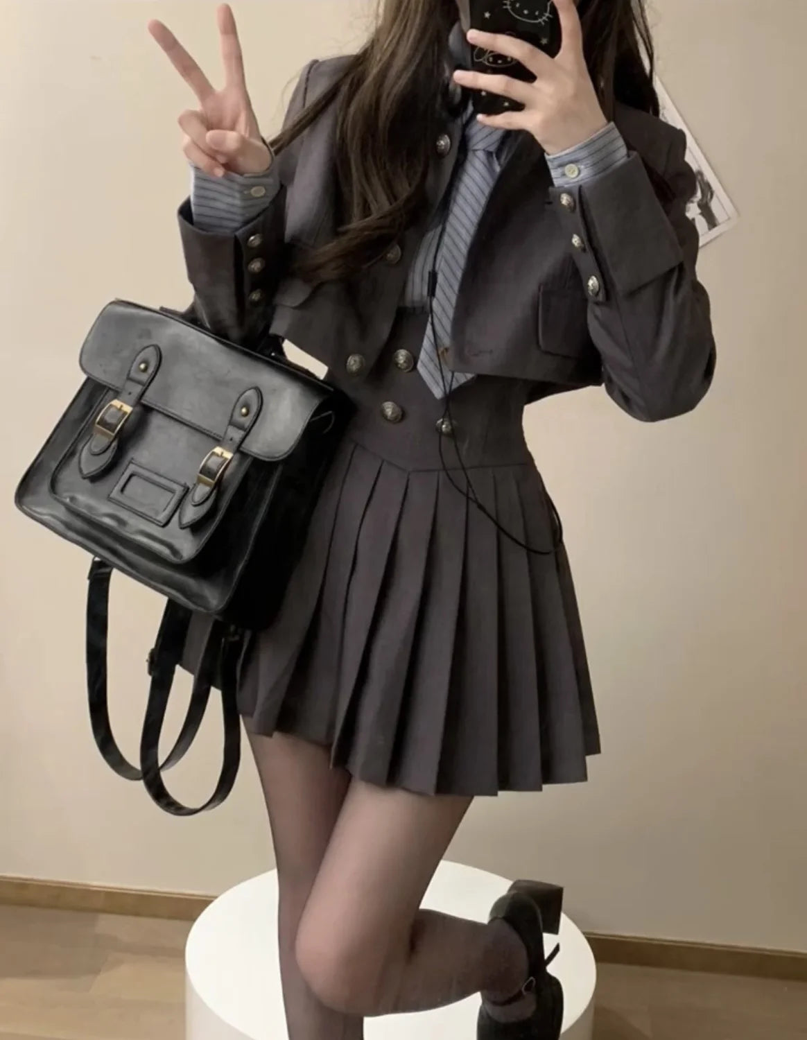 Academia: Short Suit & Pleated Skirt Set