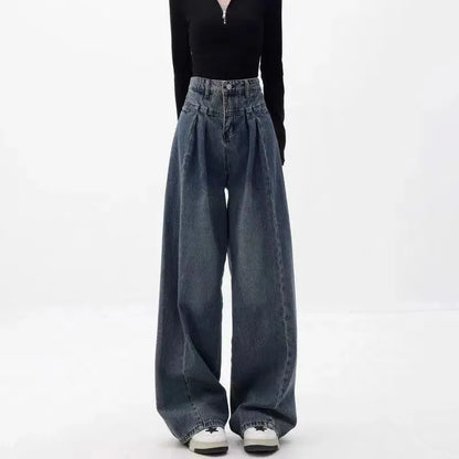 High-Waist Drape Jeans