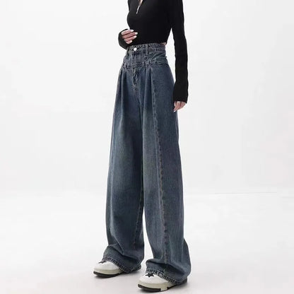 High-Waist Drape Jeans