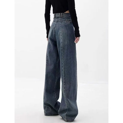 High-Waist Drape Jeans