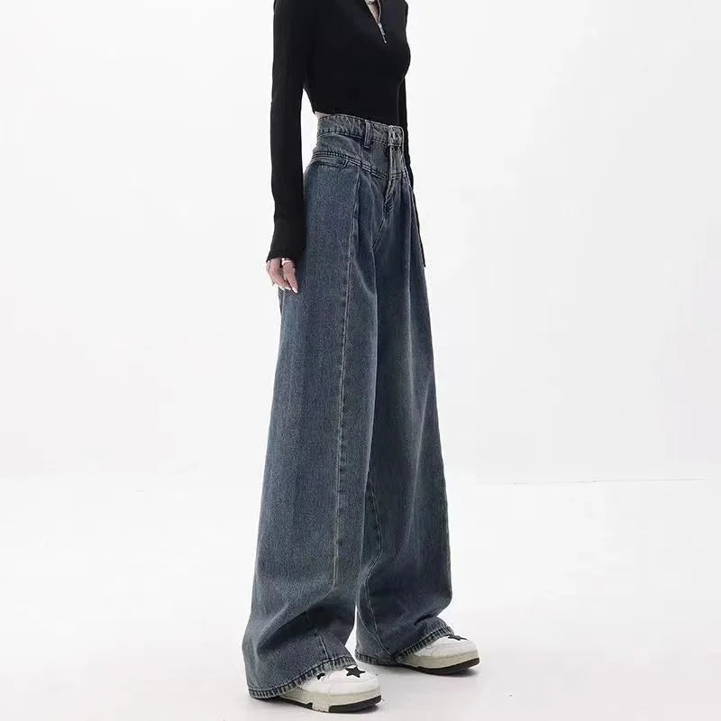 High-Waist Drape Jeans