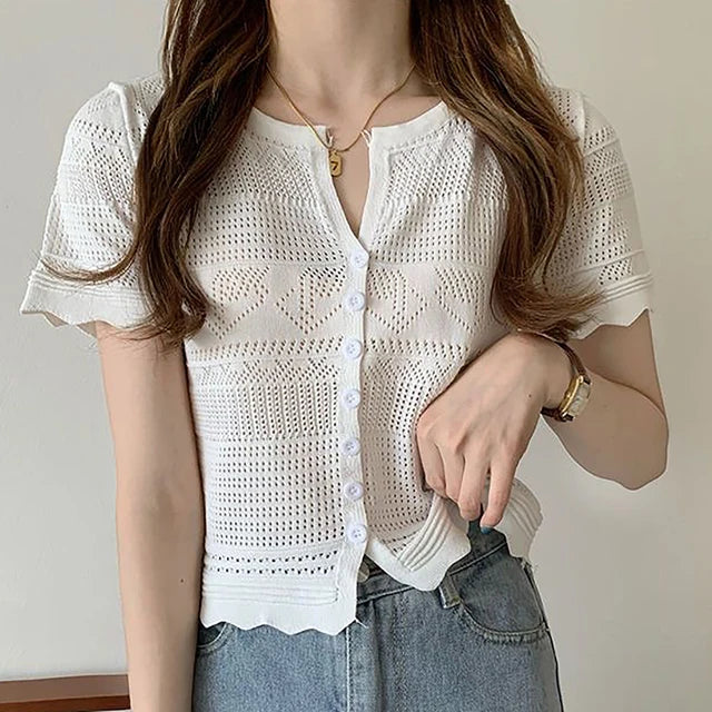 Summer Hollow Knit Top