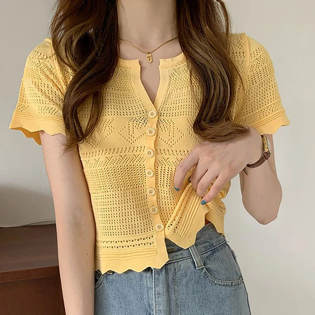 Summer Hollow Knit Top