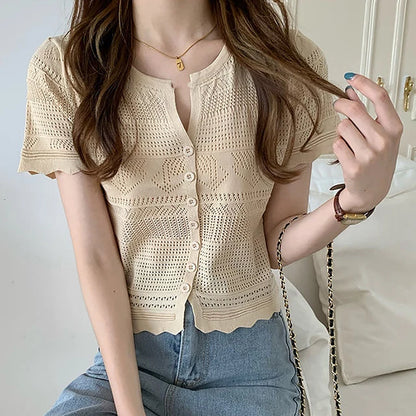 Summer Hollow Knit Top