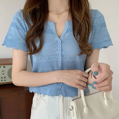 Summer Hollow Knit Top