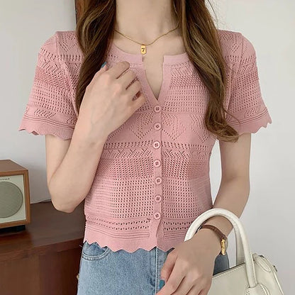 Summer Hollow Knit Top