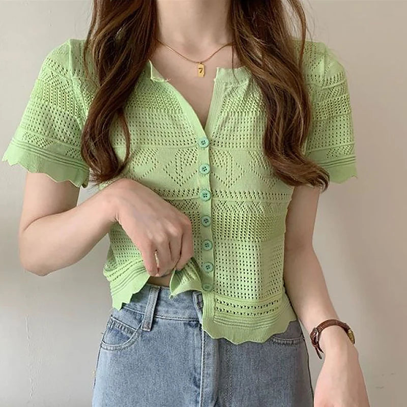 Summer Hollow Knit Top