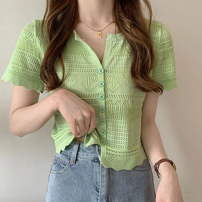 Summer Hollow Knit Top