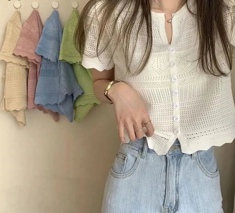 Summer Hollow Knit Top